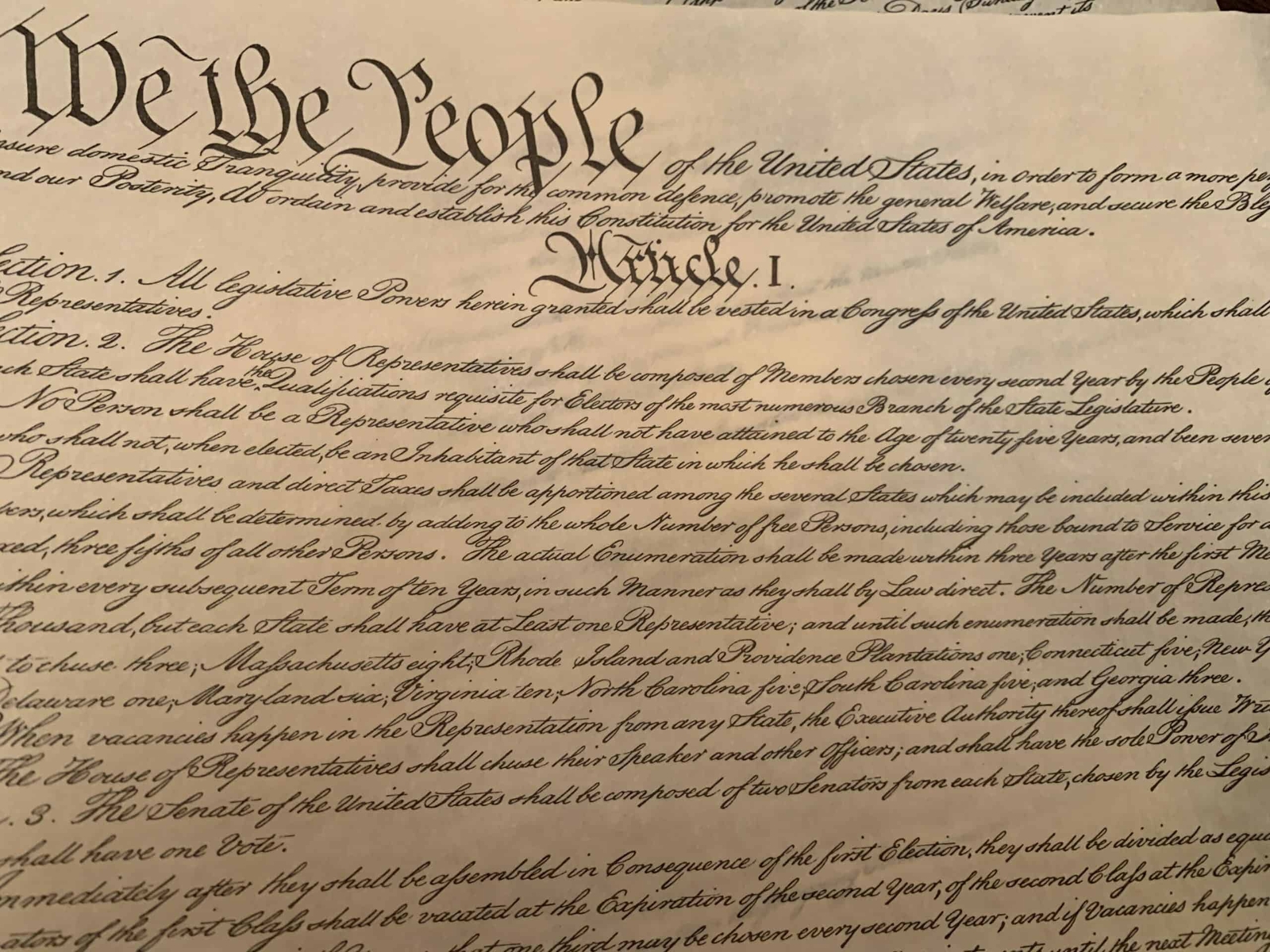 Four Page Parchment (legible) U.S. Constitution Set Four Page Parchment (legible) U.S. Constitution Set