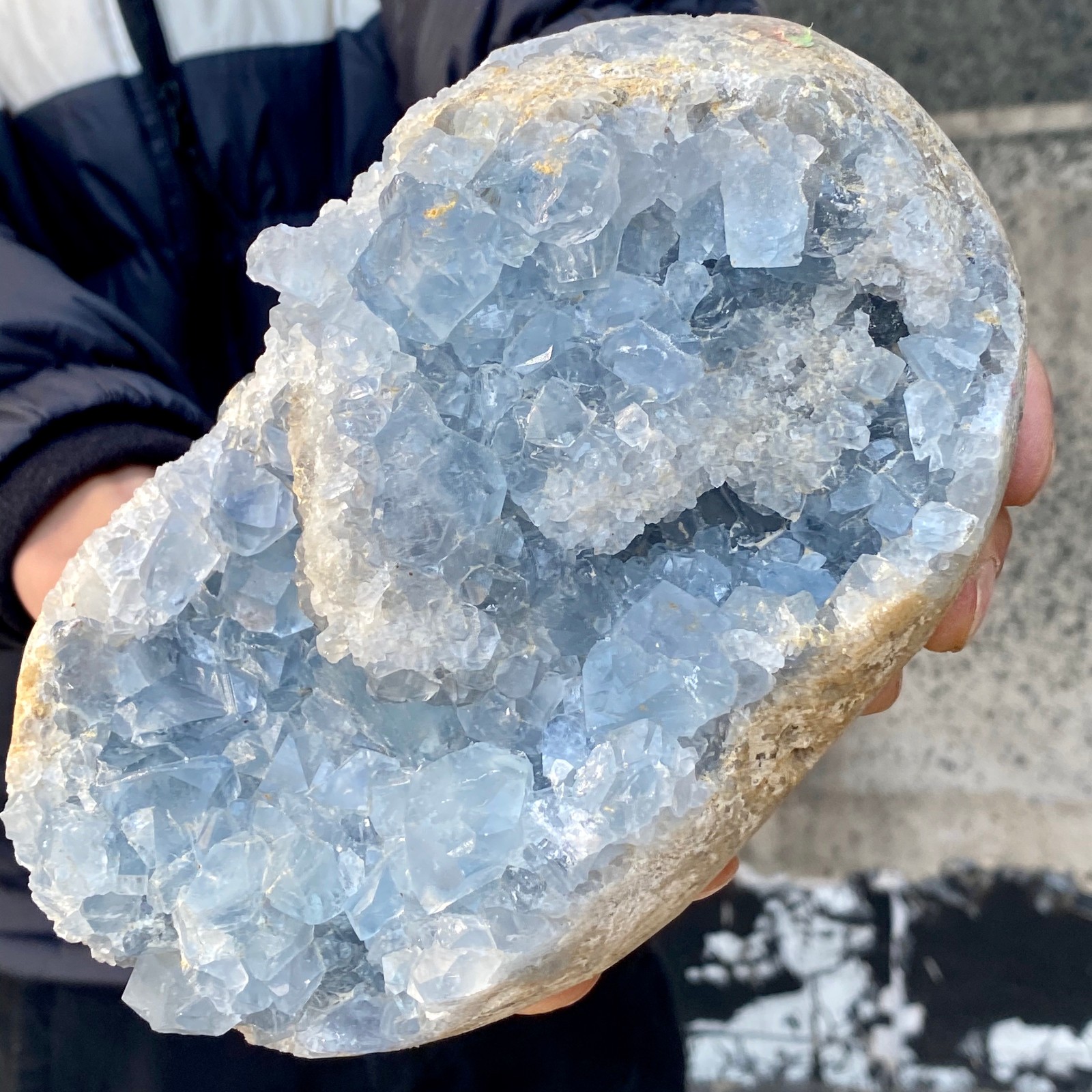 7.49LB Natural Beautiful Blue Celestite Crystal Geode Cave Mineral Specimen 7.49LB Natural Beautiful Blue Celestite Crystal Geode Cave Mineral Specimen