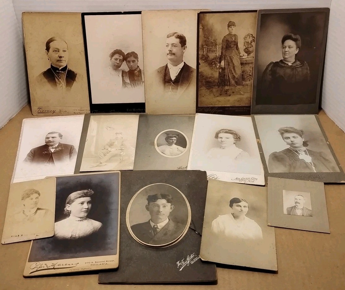 1890s - Lot of (15) Antique Cabinet Card Portrait Photographs 1890s - Lot of (15) Antique Cabinet Card Portrait Photographs