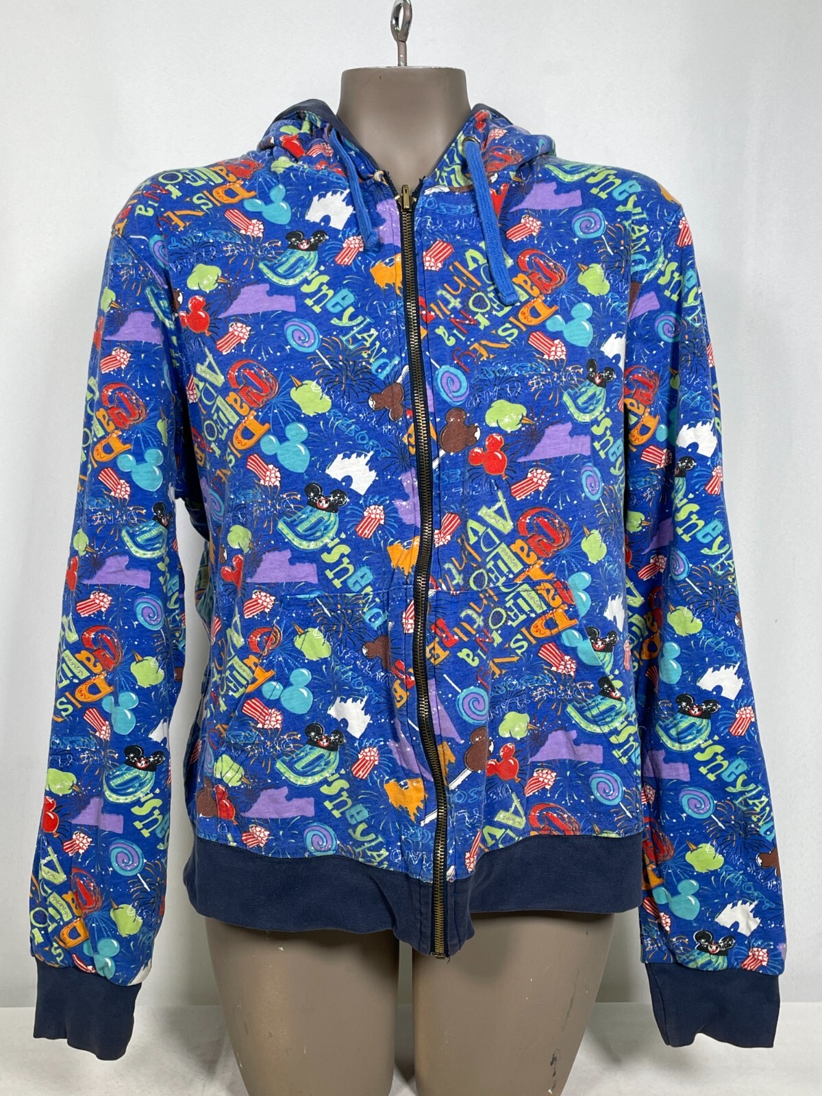 Disneyland Resort Blue Full Zip Reversible Hooded Sweatshirt Women's MEDIUM Disneyland Resort Blue Full Zip Reversible Hooded Sweatshirt Women's MEDIUM