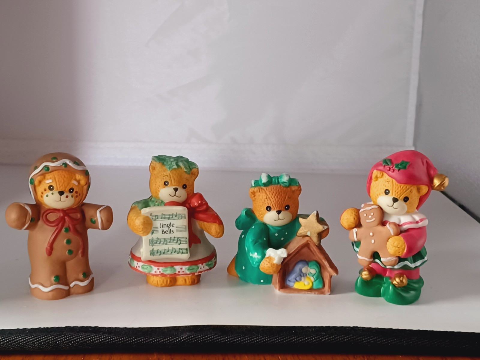 Vintage Enesco Holiday Bear Figurines Set ~ Hand Painted Porcelain Vintage Enesco Holiday Bear Figurines Set ~ Hand Painted Porcelain