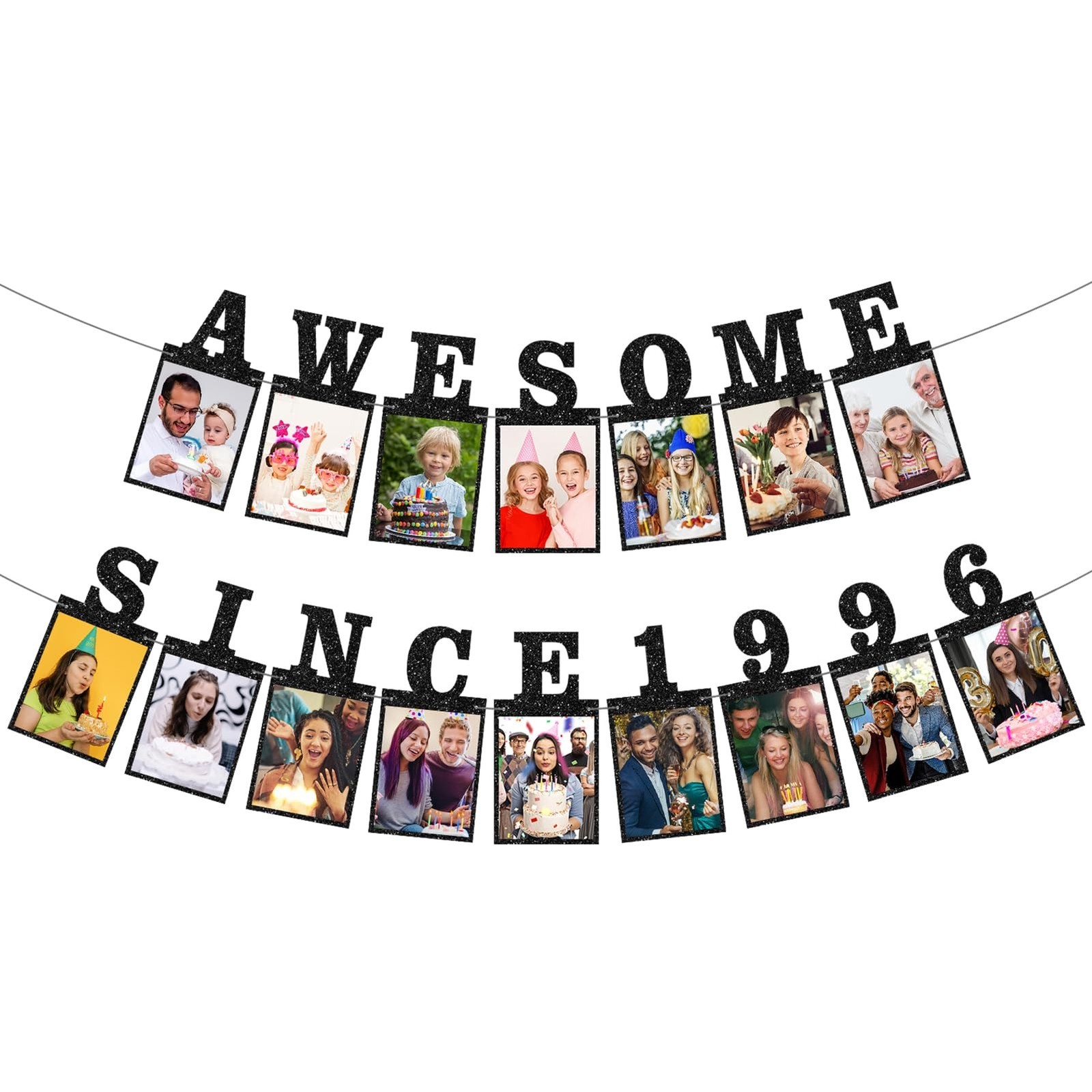 Pre-strung Awesome Since 1996 Photo Banner Birthday Decorations for Her Him- ...