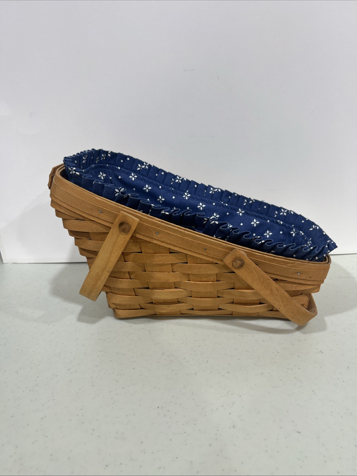 1995 Longaberger Large Slanted vegetable basket sleigh size with handles insert 1995 Longaberger Large Slanted vegetable basket sleigh size with handles insert