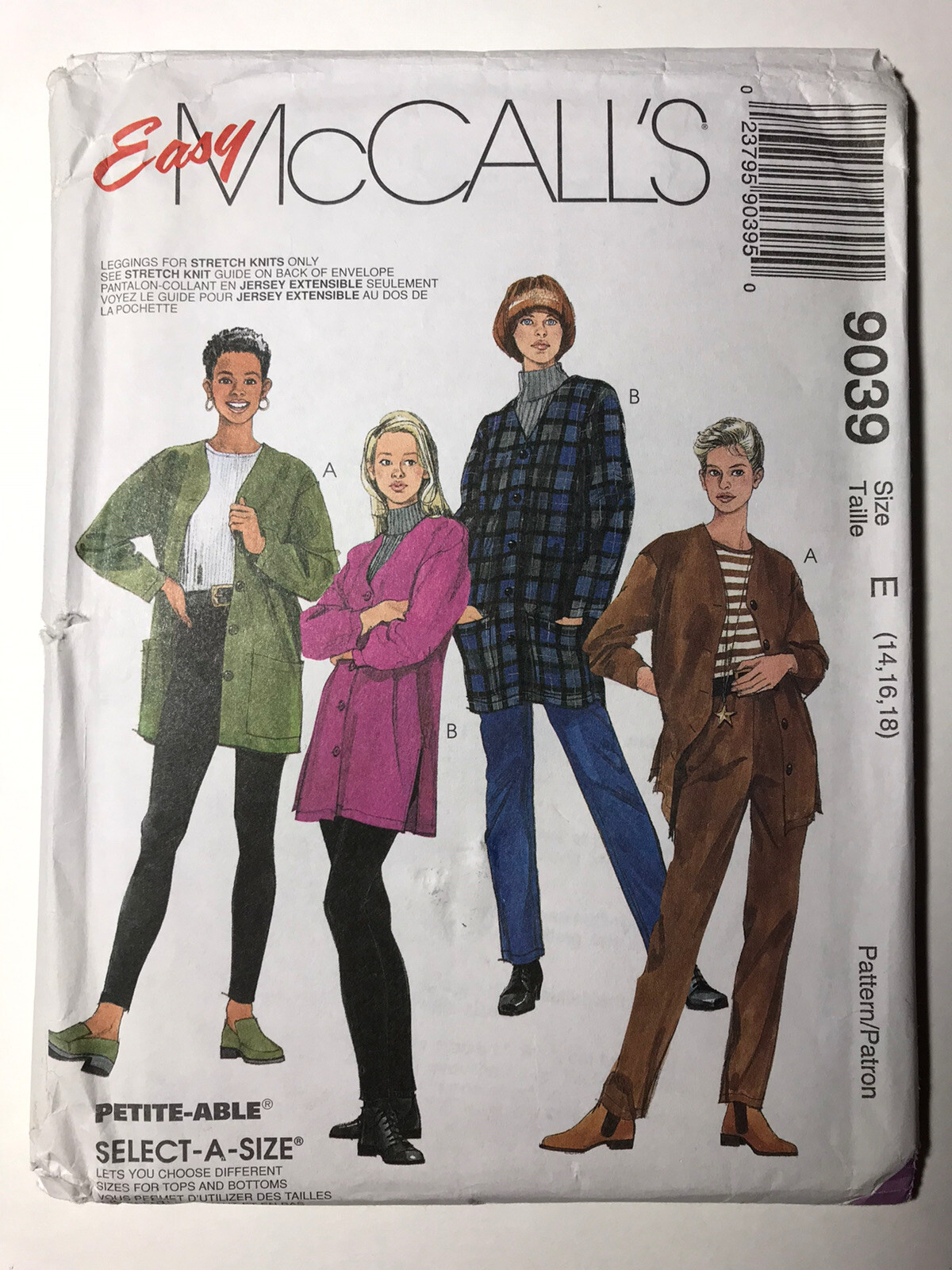 UNCUT McCall’s 9039 Misses & Petite Cardigan Top Pants Leggings 14 16 18