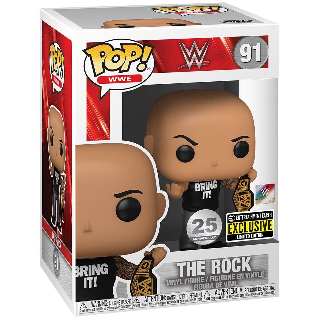 Funko Pop WWE The Rock with Championship #91 Exclusive With Pop Protector