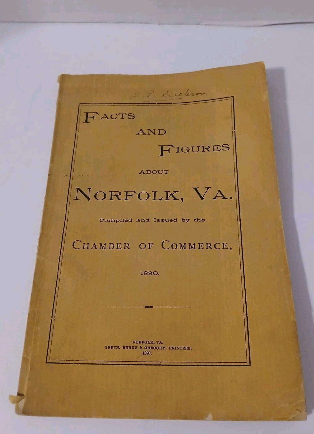 1890 Norfolk VA Facts and Figures Chamber of Commerce Original Antique Booklet 1890 Norfolk VA Facts and Figures Chamber of Commerce Original Antique Booklet