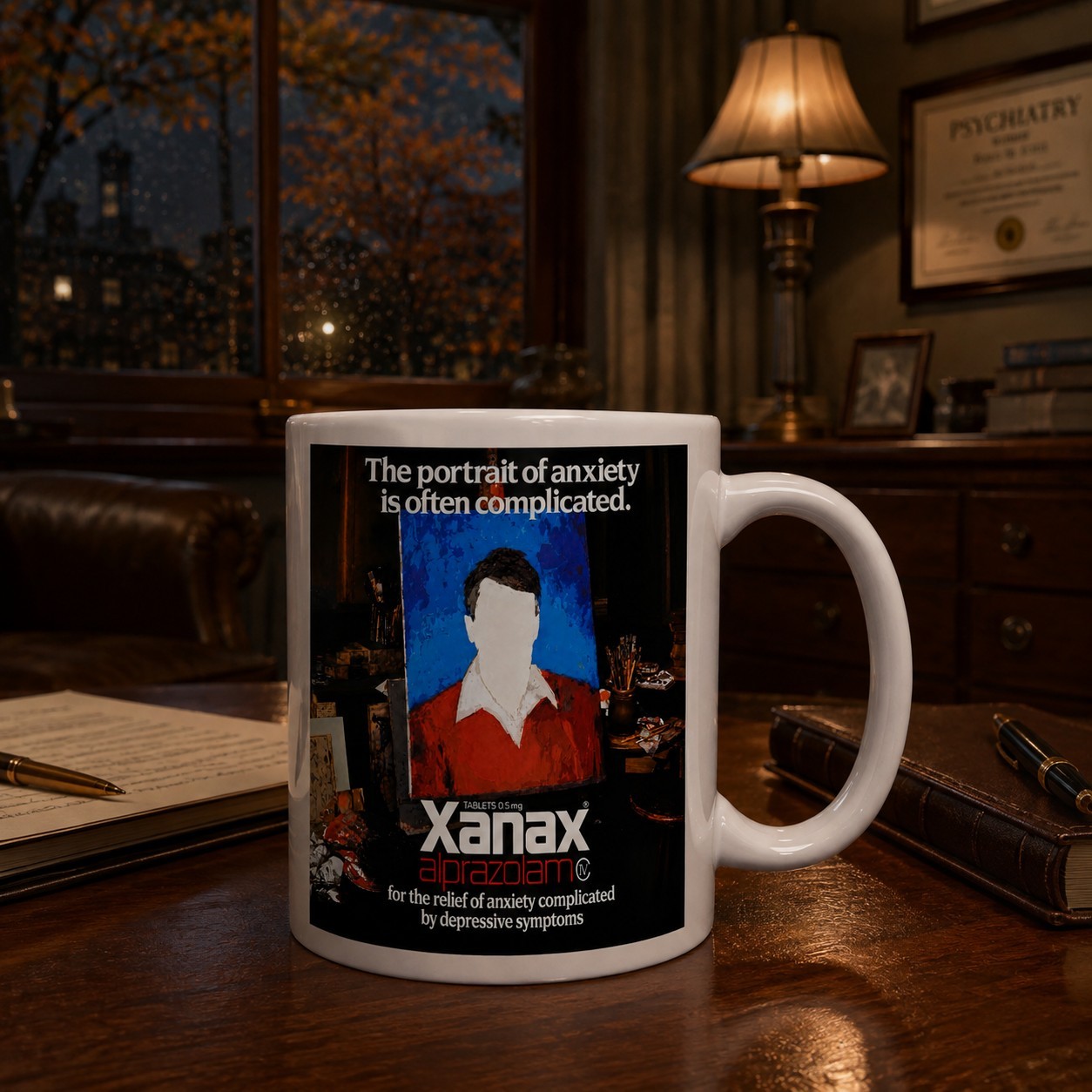 Xanax Alprazolam Vintage Ad Mug Anxiety Psychiatrist Funny Coffee Cup 11 oz Xanax Alprazolam Vintage Ad Mug Anxiety Psychiatrist Funny Coffee Cup 11 oz