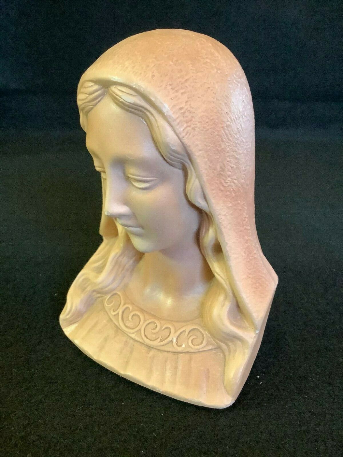 Ferrastone Bust of Mary, The Madonna Figurine Religious Statue Collectible Vtg
