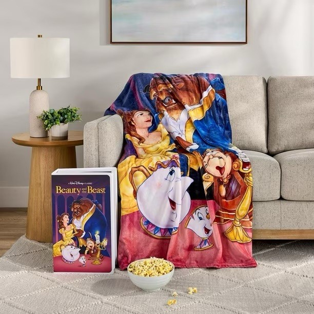 Disney Classic Beauty and The Beast VHS Boxed Silk Touch Throw Blanket 50" x 70" Disney Classic Beauty and The Beast VHS Boxed Silk Touch Throw Blanket 50" x 70"