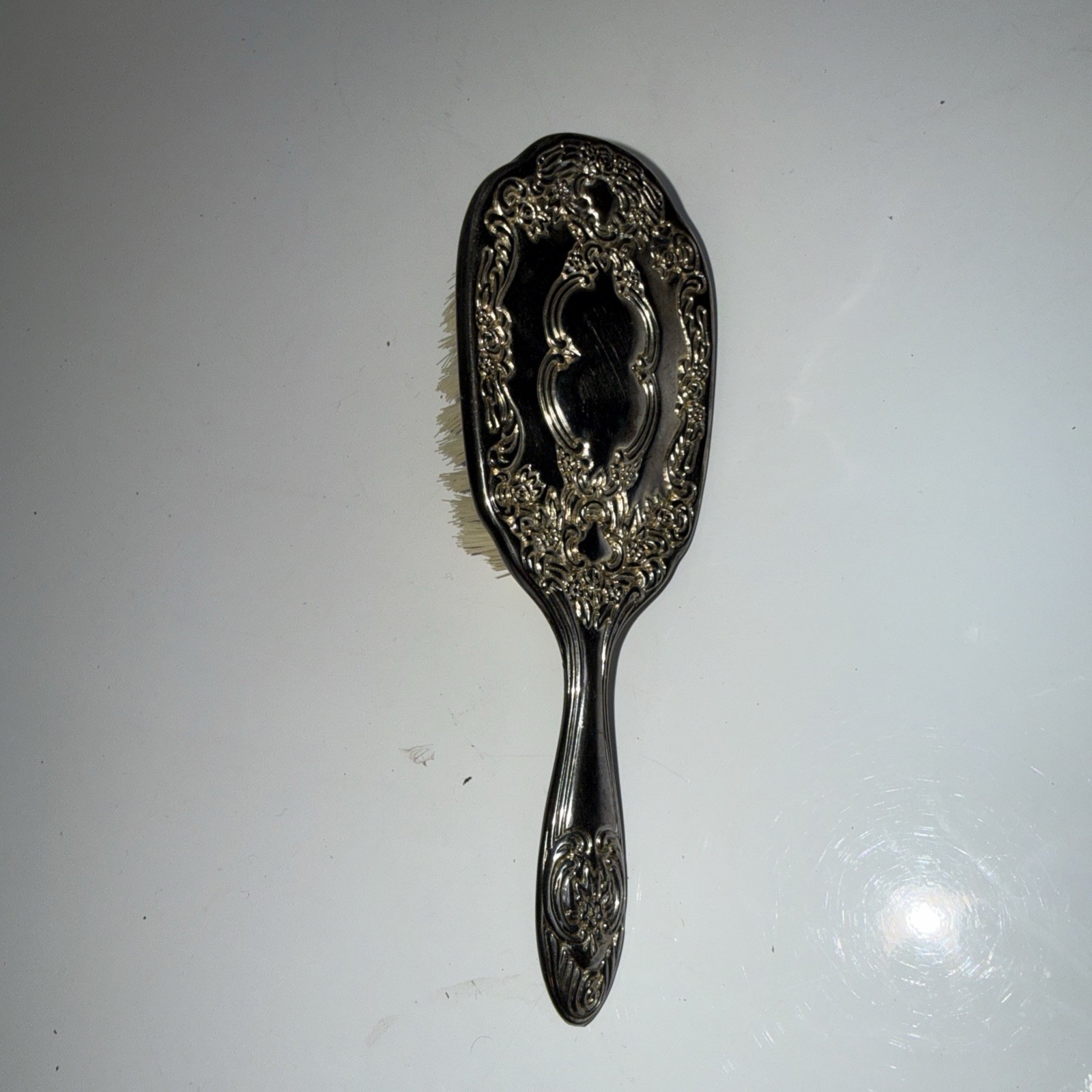 Vintage Vanity Silver-Plated Heavy Ornate Floral Design Hair Brush 7.5" Long Vintage Vanity Silver-Plated Heavy Ornate Floral Design Hair Brush 7.5" Long
