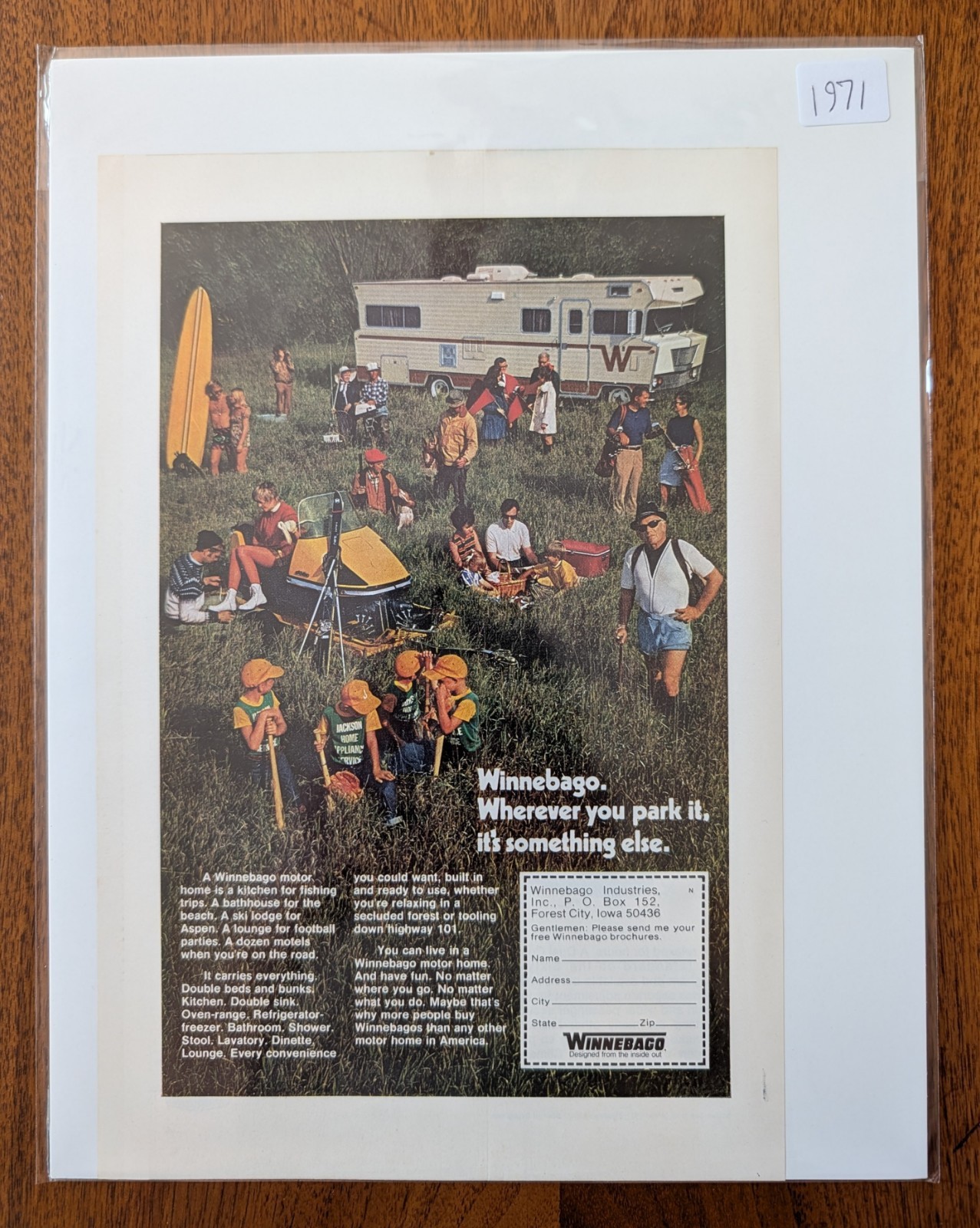 1971 Authentic 1970s Magazine Print Ad Winnebago Motor Home RV Camper