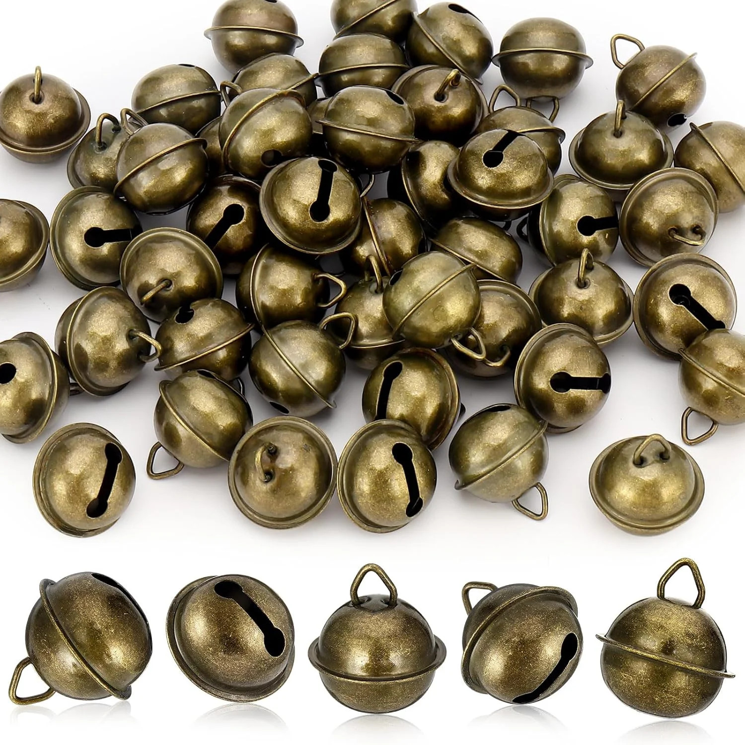 50 Pcs Vintage Antique Jingle Bells, 1 Inch Vintage Bronze Jingle Bells, Antique 50 Pcs Vintage Antique Jingle Bells, 1 Inch Vintage Bronze Jingle Bells, Antique