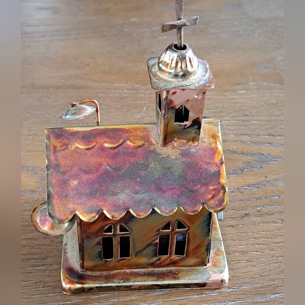 Vintage Berkeley Designs Tin Brass Small Church Music Box Plays \