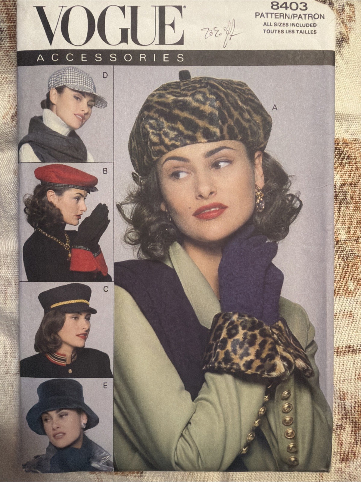 VTG 1991 Vogue Accessories Uncut #8403 NEW Hats gloves sewing pattern VTG 1991 Vogue Accessories Uncut #8403 NEW Hats gloves sewing pattern
