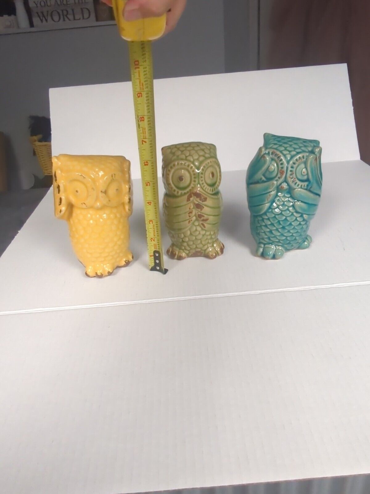 Pier 1 Ceramic Owls, Hear No Evil, See No Evil, Speak No Evil NO Chips