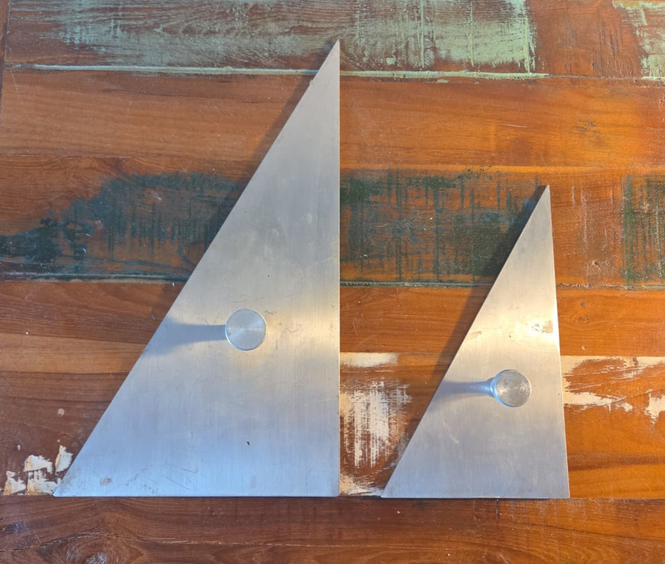 Pair Theo Alteneder Stainless Steel Triangles 12 Inch & 8 Inch Drafting Tools Pair Theo Alteneder Stainless Steel Triangles 12 Inch & 8 Inch Drafting Tools