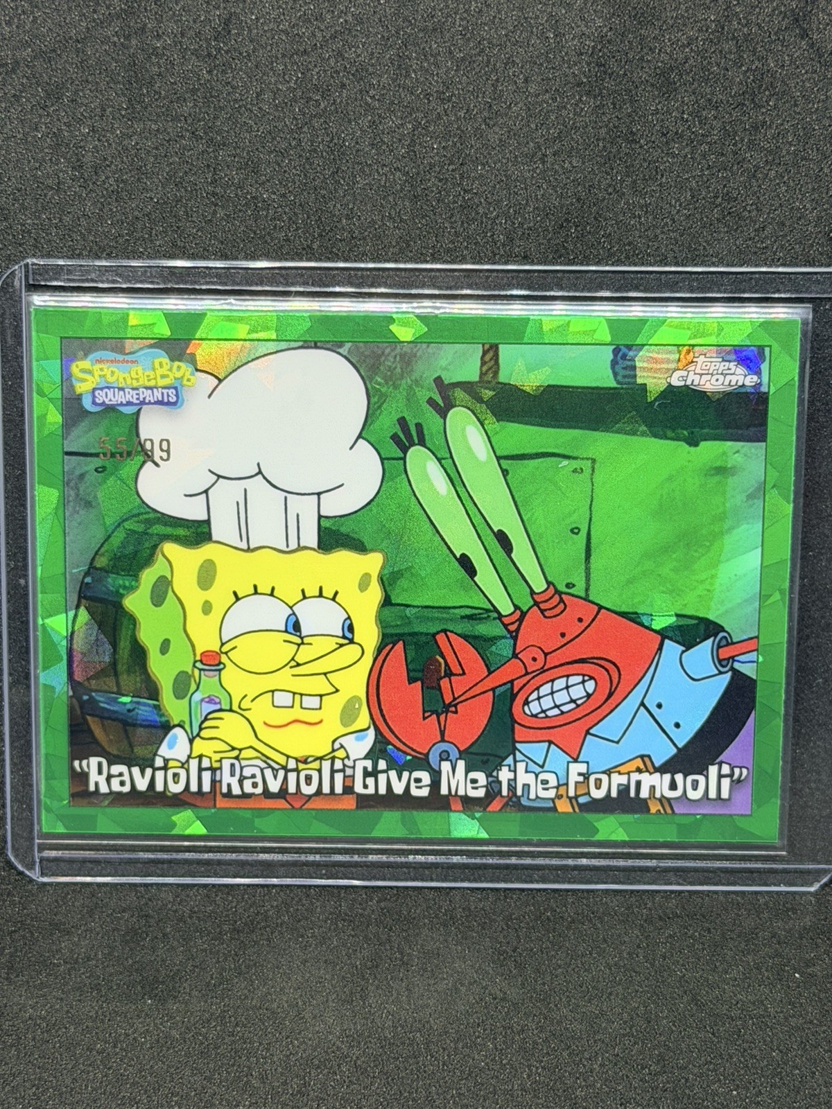 Topps 2025 Topps Chrome SpongeBob SquarePants #68 Ravioli Ravioli Green /99 Topps 2025 Topps Chrome SpongeBob SquarePants #68 Ravioli Ravioli Green /99