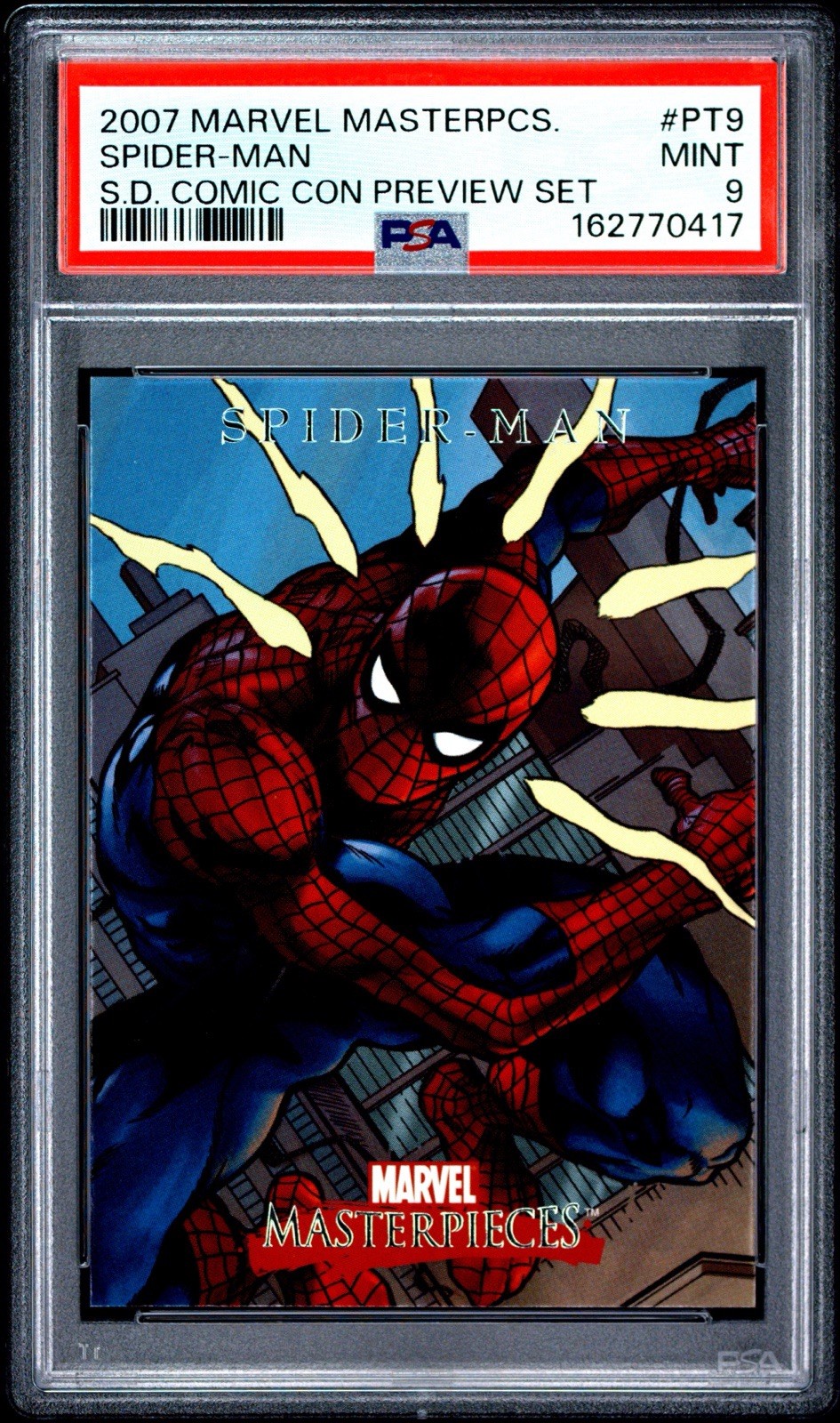 2007 Marvel Masterpieces SDCC Preview Set PSA 9 Graded Spider-Man #PT9 2007 Marvel Masterpieces SDCC Preview Set PSA 9 Graded Spider-Man #PT9