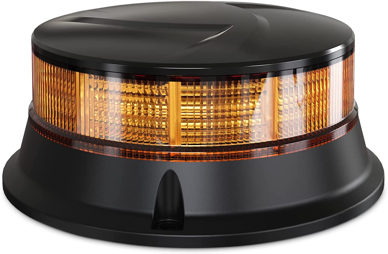 Amber Beacon Light 4.2Inch, Flashing Safety Warning Lights Permanent Mount, LED 