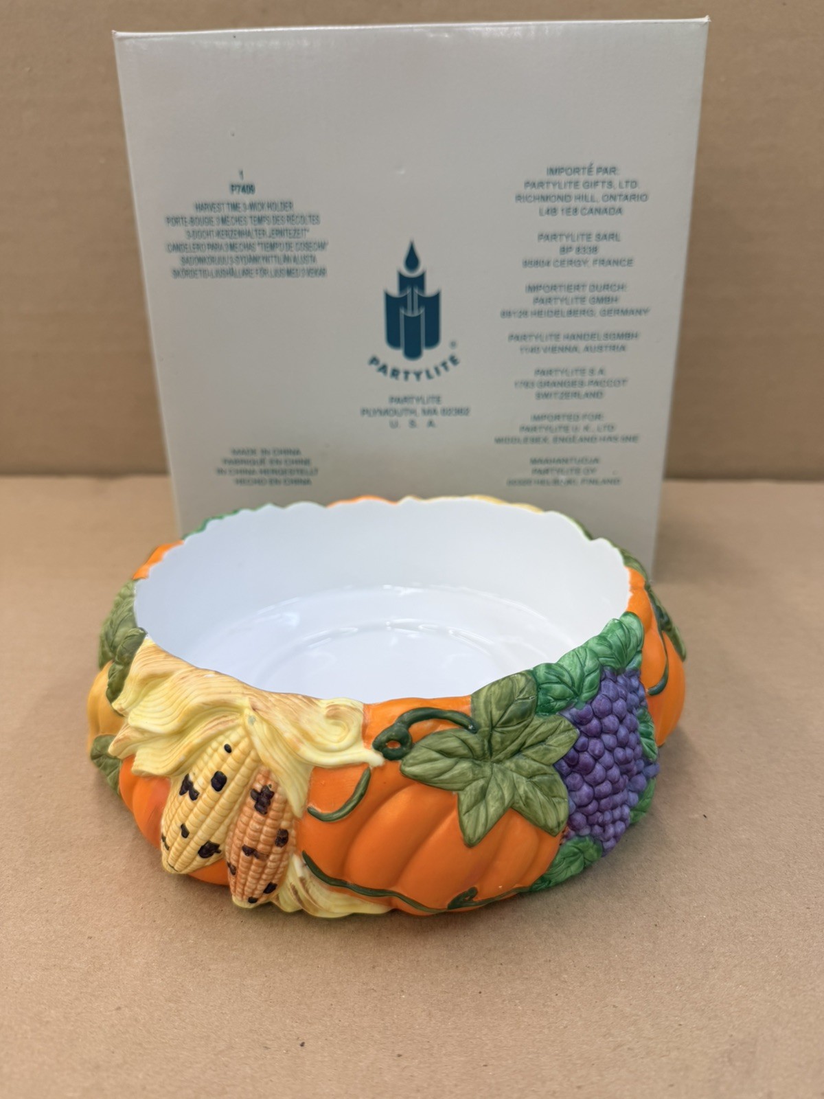 Partylite harvest time three wick holder with box Partylite harvest time three wick holder with box