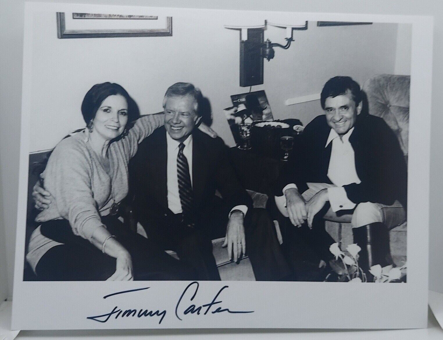 Jimmy Carter Signed 8x10 Photo Autographed Full Signature W/ Johnny Cash & June