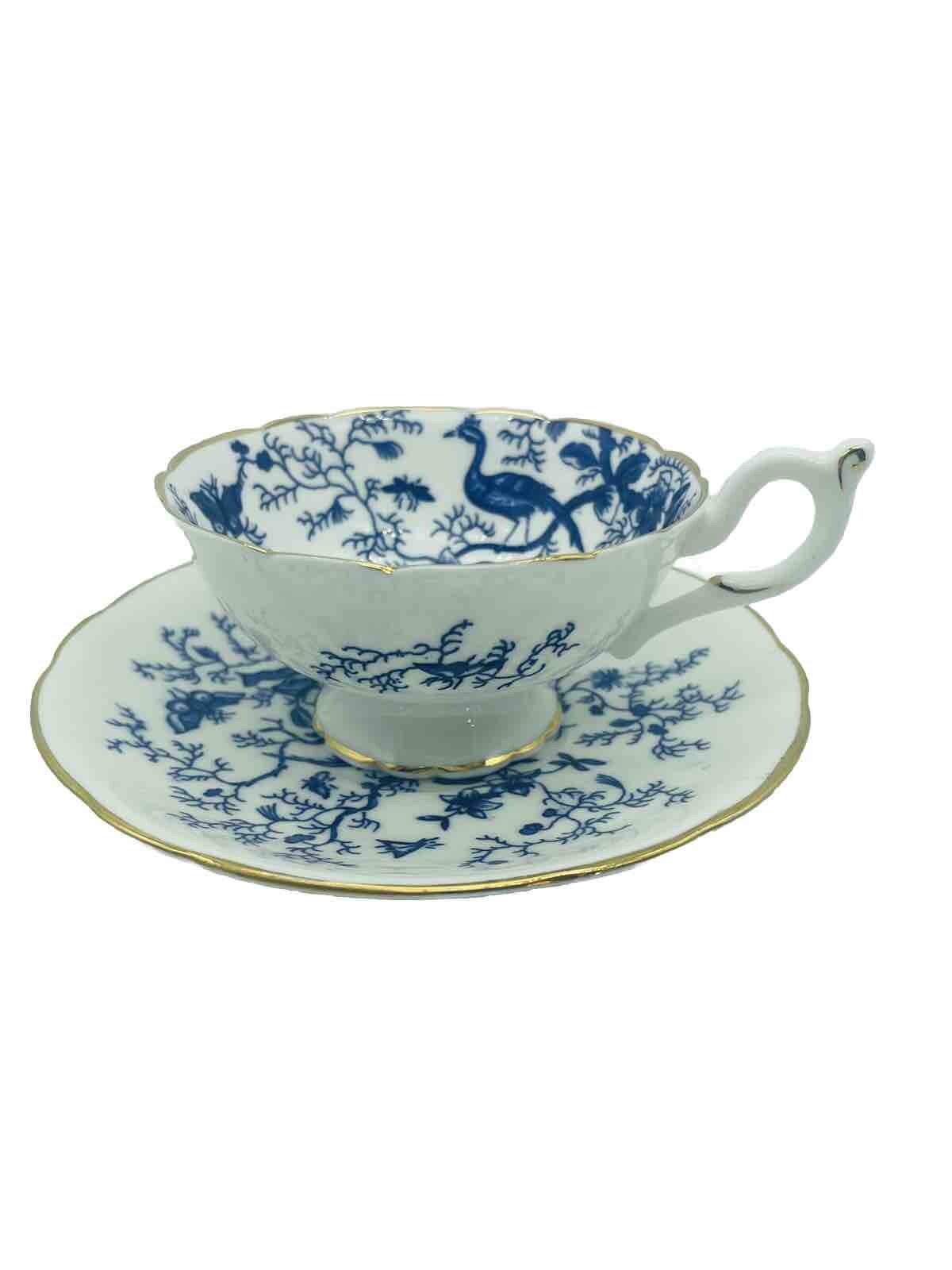 VTG Coalport Cairo Teacup & Saucer Blue White Birds & Butterflies with Gold Trim VTG Coalport Cairo Teacup & Saucer Blue White Birds & Butterflies with Gold Trim