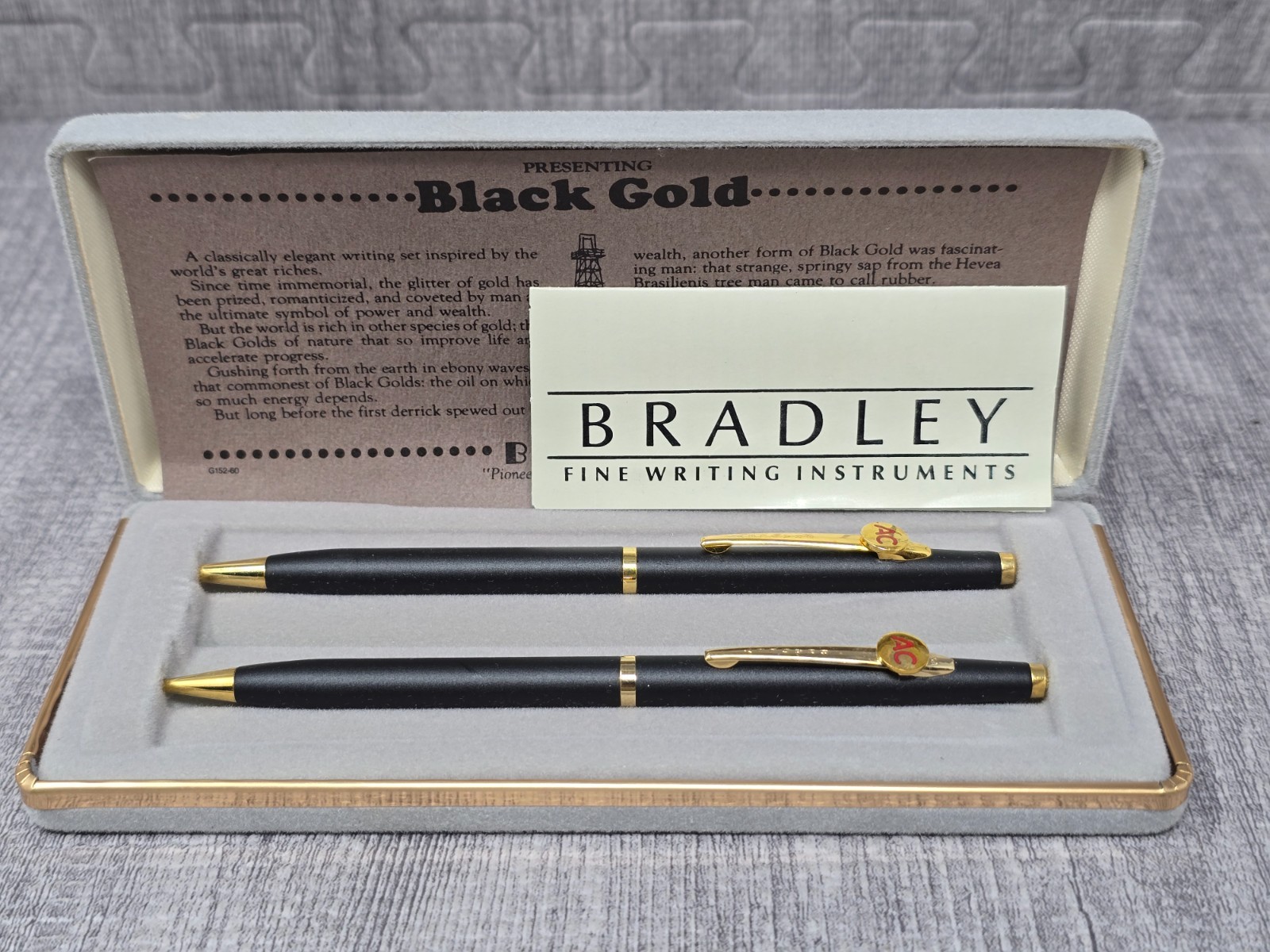 GM AC Delco Pen Pencil Set by Bradley Black Gold - New in Case GM AC Delco Pen Pencil Set by Bradley Black Gold - New in Case