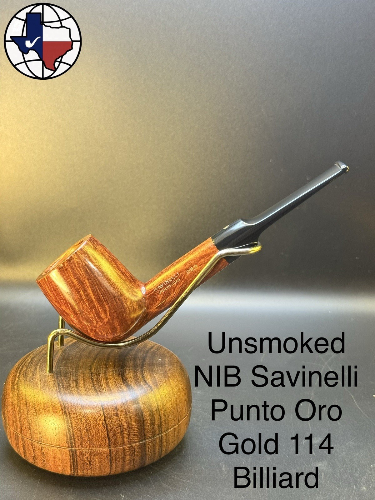 Vintage Unsmoked NIB Savinelli Punto Oro Gold 114 Billiard Tobacco Pipe Vintage Unsmoked NIB Savinelli Punto Oro Gold 114 Billiard Tobacco Pipe