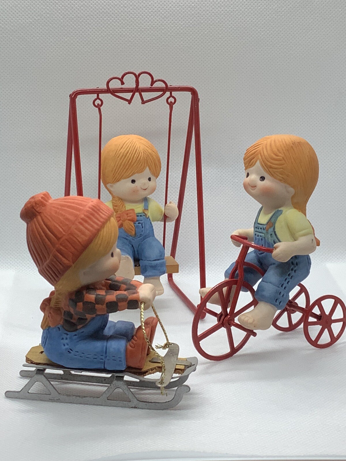 Vintage Enesco Children At Play Set of 3 Lot Country Cousins Rare Ceramic Vintage Enesco Children At Play Set of 3 Lot Country Cousins Rare Ceramic