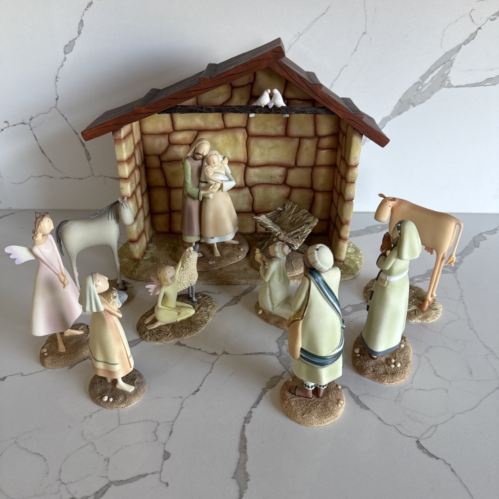 Demdaco Pure of Heart Creche Stable Claire Stoner 2005 Holiday Nativity 11pc Set Demdaco Pure of Heart Creche Stable Claire Stoner 2005 Holiday Nativity 11pc Set