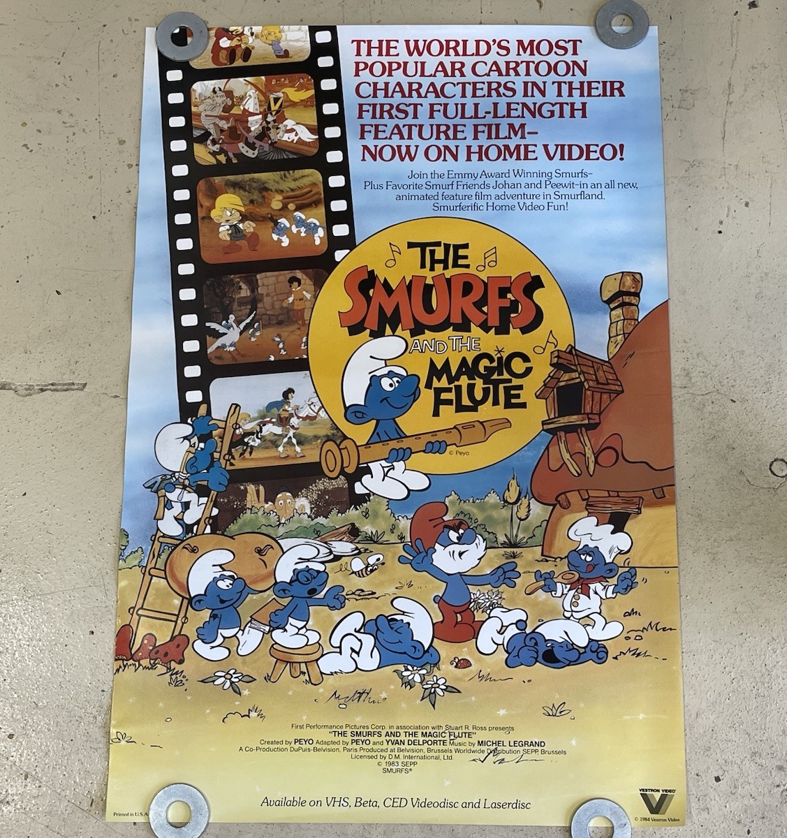 Vintage 1984 The Smurfs And The Magic Flute Poster 80s Smurf 36x24” NOS Paper Vintage 1984 The Smurfs And The Magic Flute Poster 80s Smurf 36x24” NOS Paper