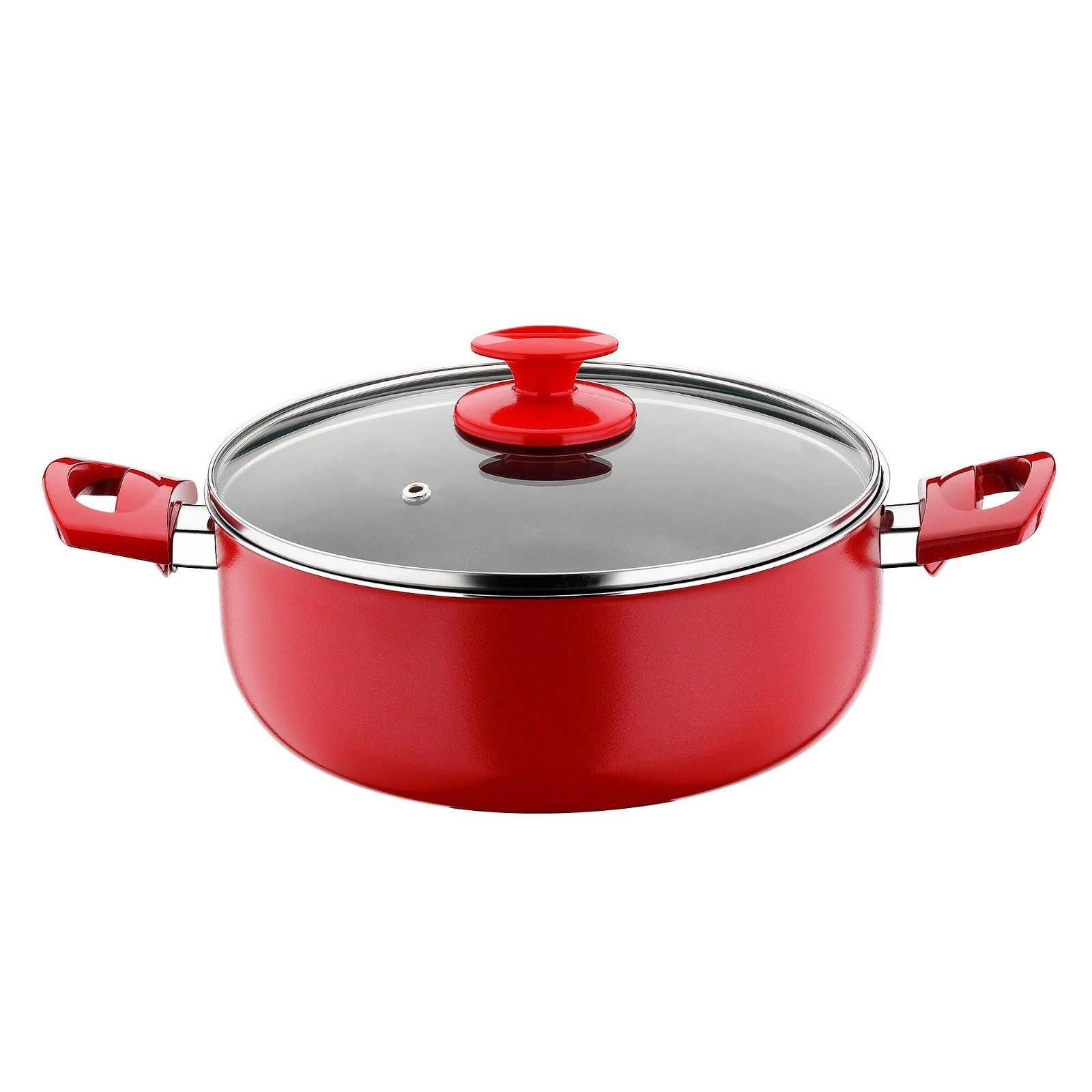 Papilla Redio Non-Stick Stockpot with Glass Lid, Red Cooking Pot with Cover Papilla Redio Non-Stick Stockpot with Glass Lid, Red Cooking Pot with Cover
