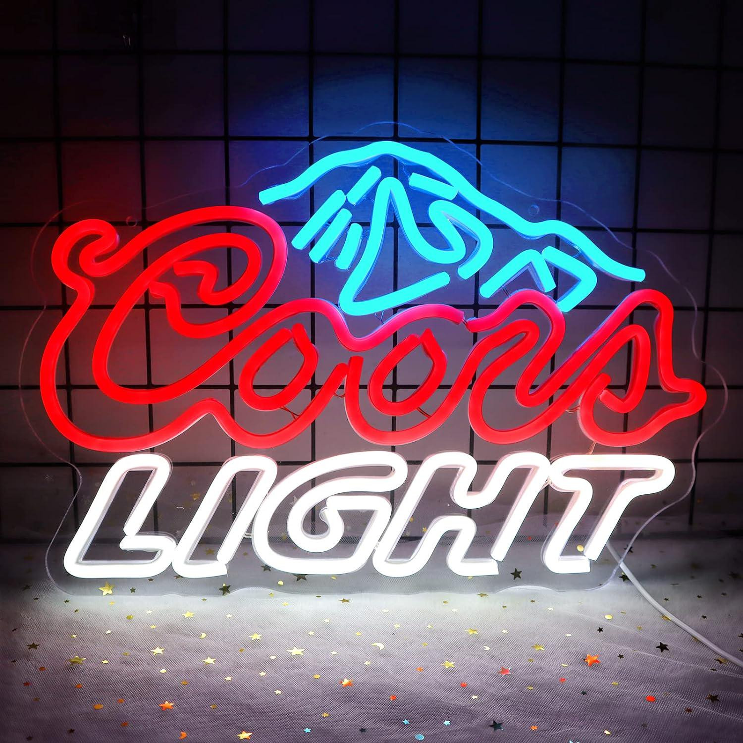 LED Neon Beer Sign Man Cave Home Bar Wall Decor Light Up Mountain Pattern