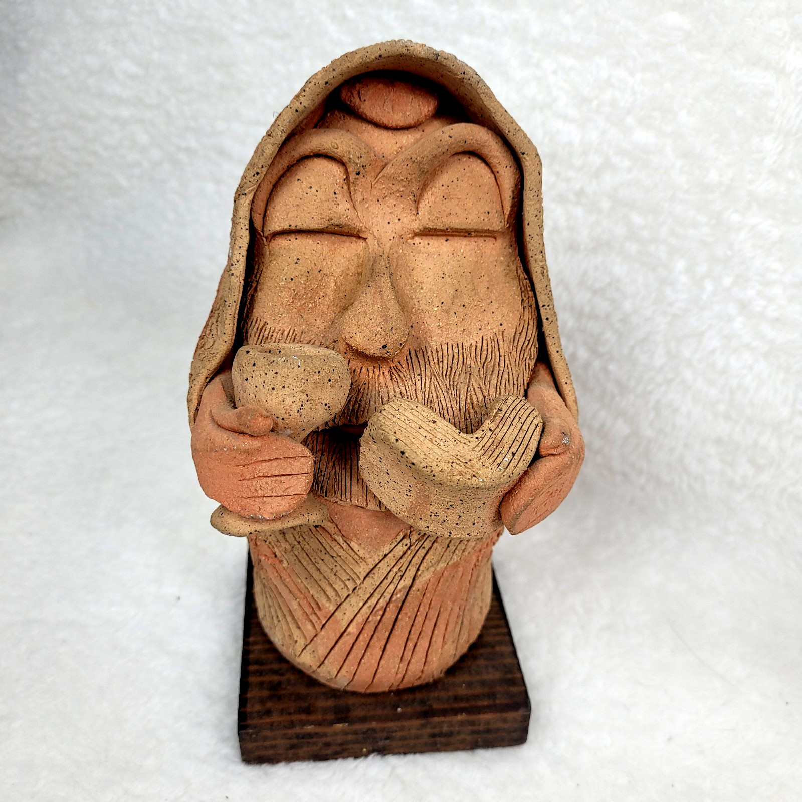 VTG Lois Kramer Sign 1982 Rabbi Israel Tora Kiddush Pottery Sculpture Figurine