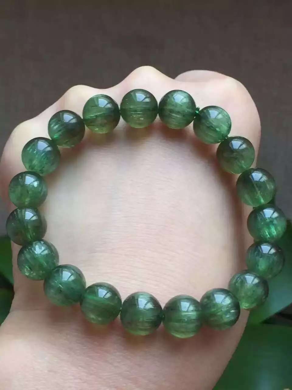 Genuine Natural Green Rutilated Quartz Crystal Round Beads Bracelet 10mm AAAAA Genuine Natural Green Rutilated Quartz Crystal Round Beads Bracelet 10mm AAAAA