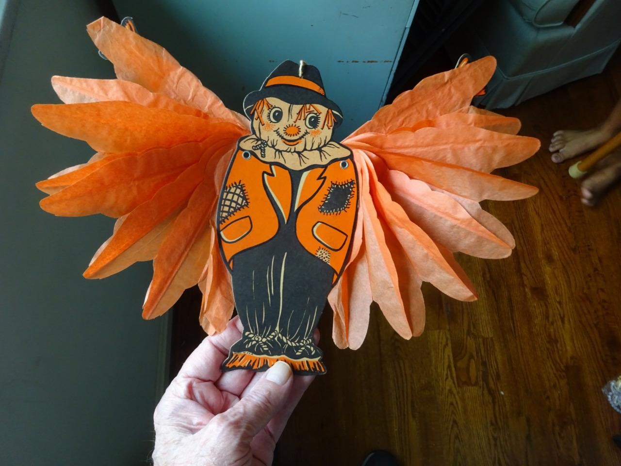 ANTIQUE HALLOWEEN "Articulated JOL Pumpkin Man With Flying Wings" NICE & UNUSUAL ANTIQUE HALLOWEEN "Articulated JOL Pumpkin Man With Flying Wings" NICE & UNUSUAL