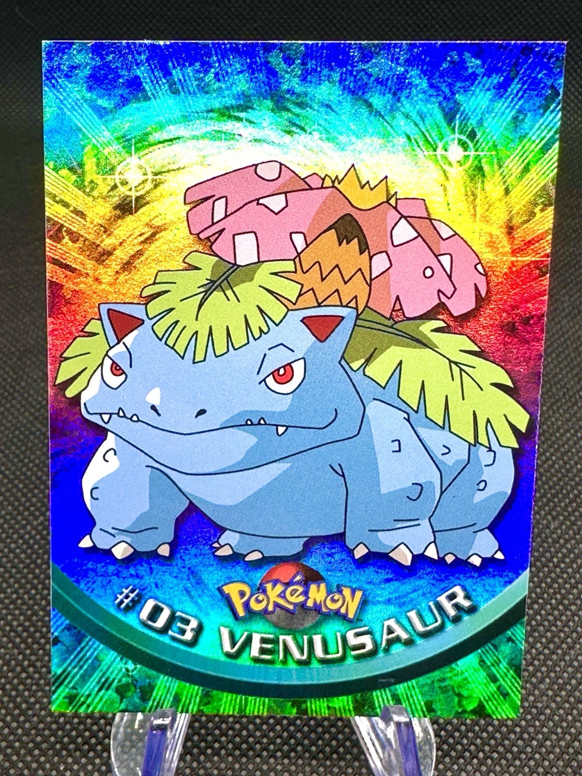 1999 Topps Pokémon TV Animation Edition Venusaur #03 Rainbow Foil Blue Logo LP 1999 Topps Pokémon TV Animation Edition Venusaur #03 Rainbow Foil Blue Logo LP