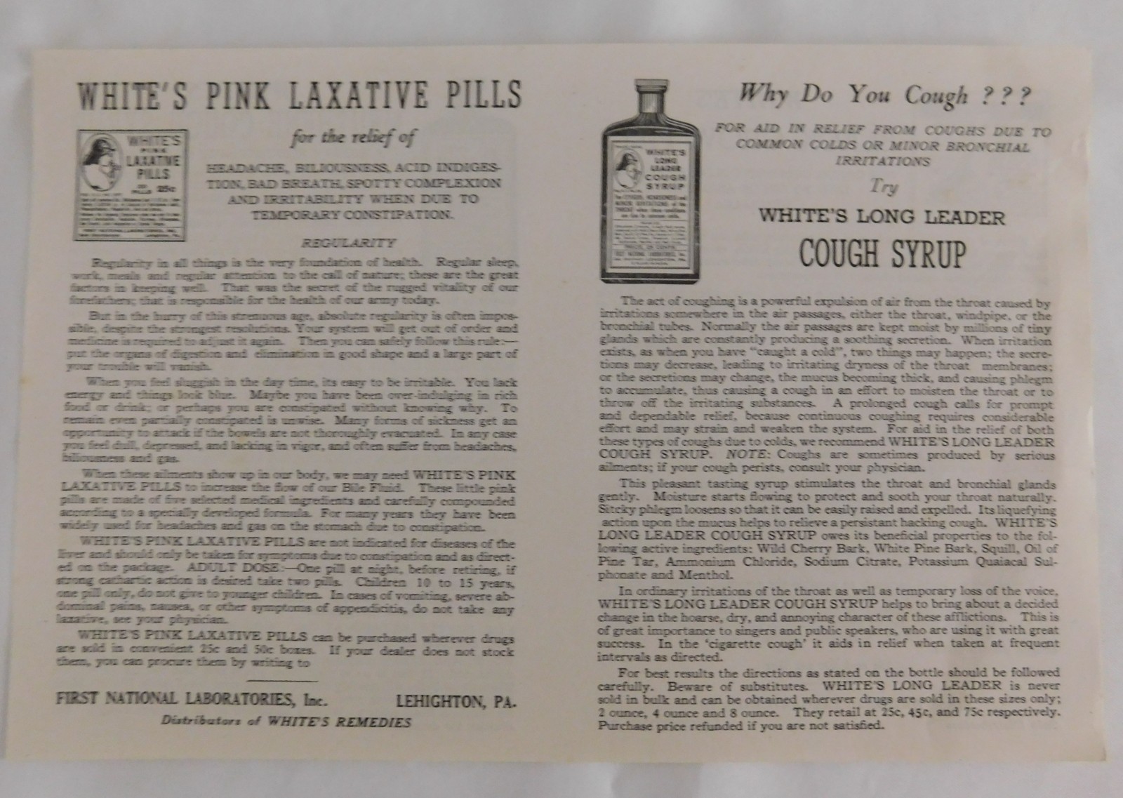 10 Vintage brochures for White's Black Crow Pills Circa 1920's 10 Vintage brochures for White's Black Crow Pills Circa 1920's