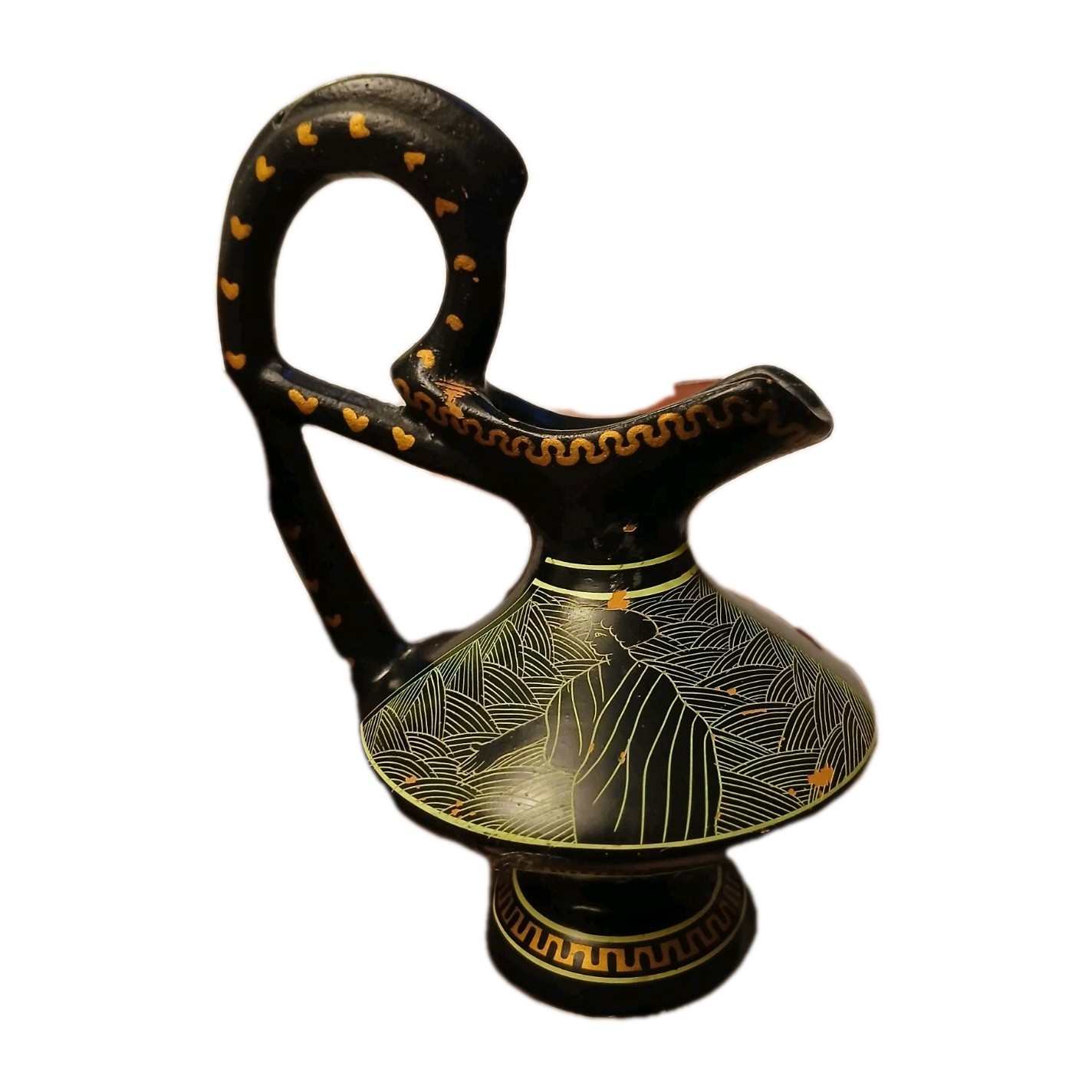 Vintage Achilleus Bud Vase Greece Handmade Handpainted Water Vessel Oil Vessel 