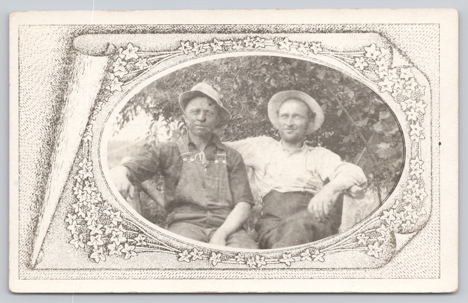 RPPC Two Dudes chillin' on a Bench Posted 1917 Matte Finish Real Photo Postcard RPPC Two Dudes chillin' on a Bench Posted 1917 Matte Finish Real Photo Postcard
