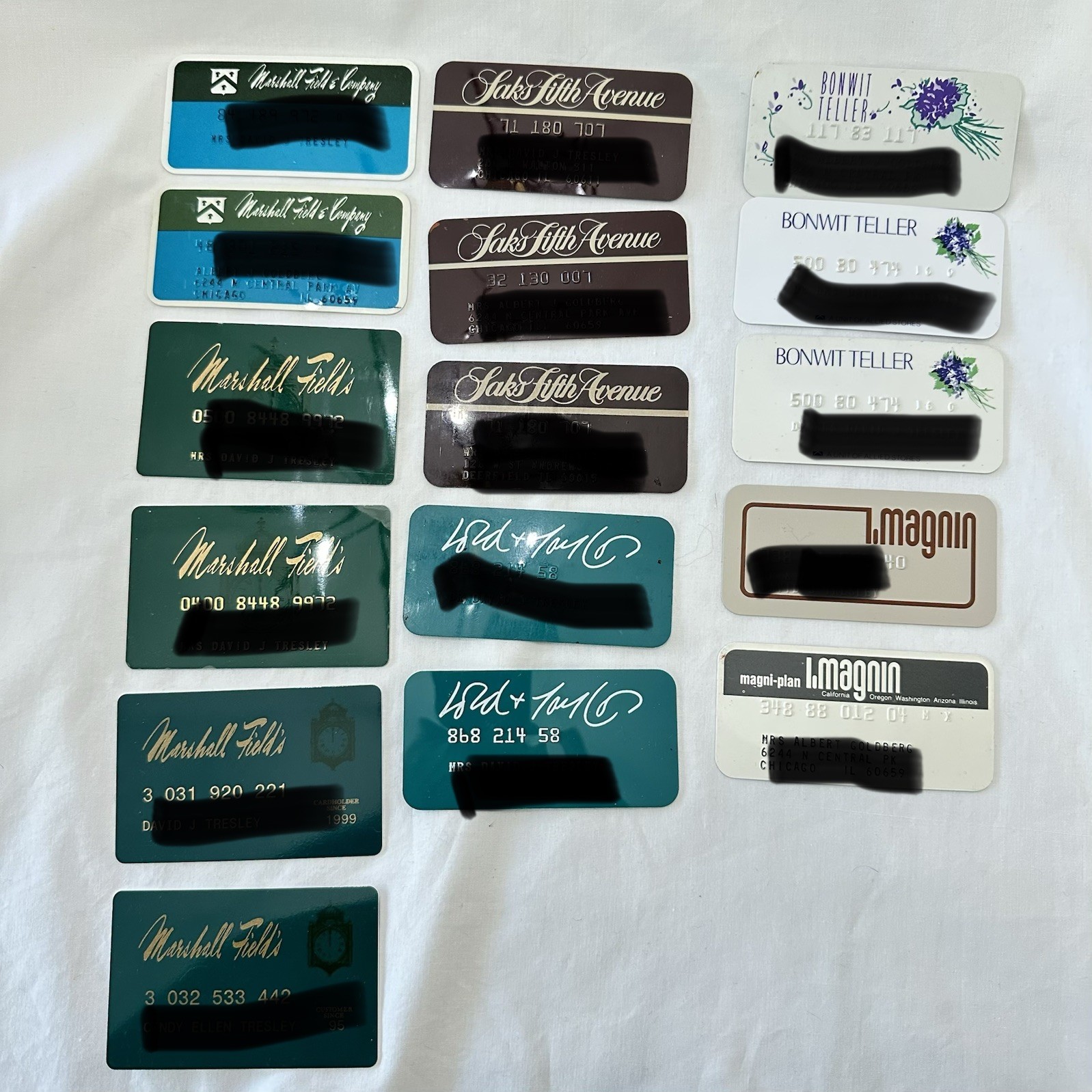 Vintage Luxury Department Store Charge Cards Collection (Lot of 14)