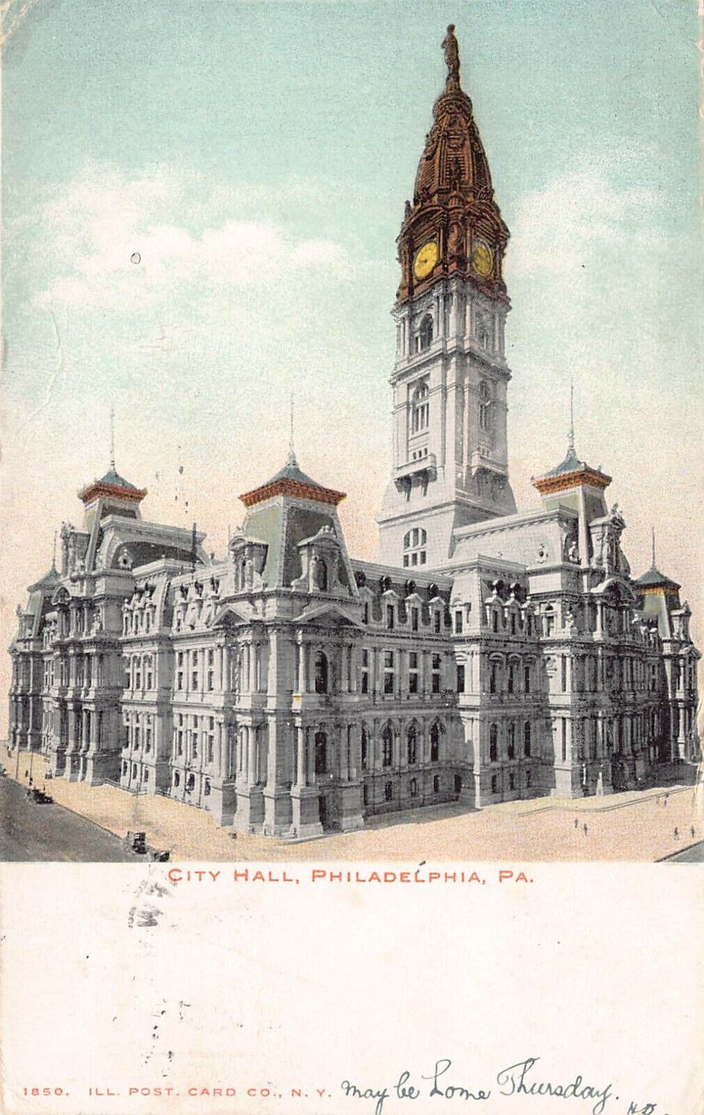 City Hall, Philadelphia, Pennsylvania, Early Postcard, Used in 1905