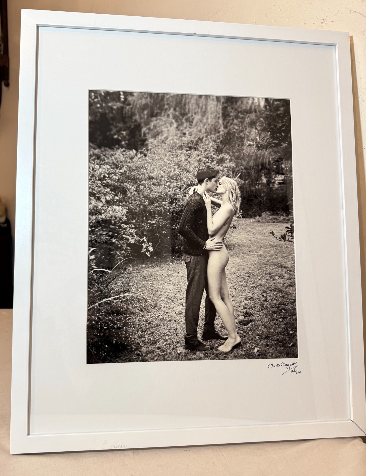 Original 2014 Chris Craymer black and white boy girl kissing woods photograph Original 2014 Chris Craymer black and white boy girl kissing woods photograph