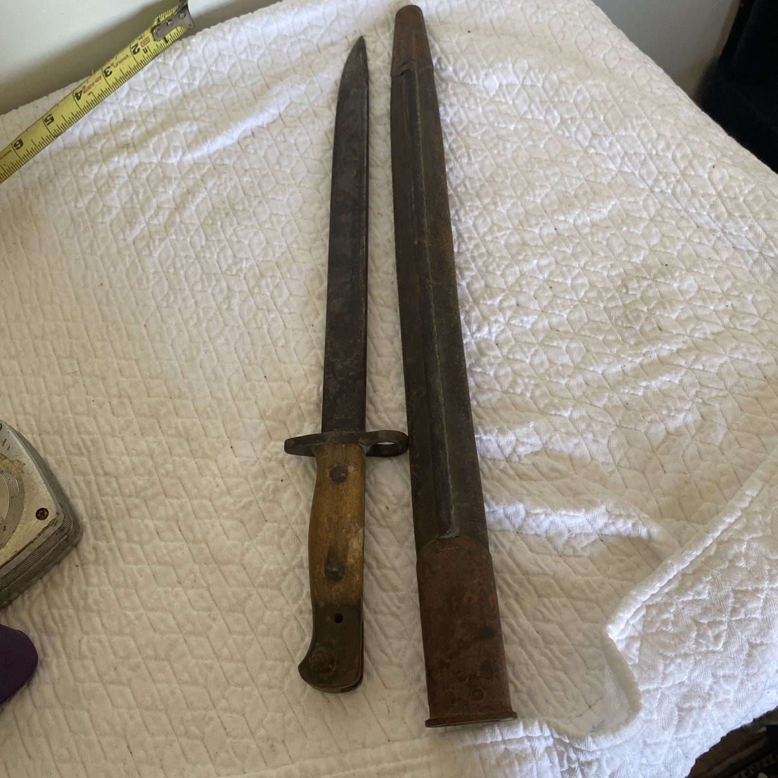 WWII RFI G.R.I. No. 1 Mk. II Bayonet 1942 Original With Scabbard WWII RFI G.R.I. No. 1 Mk. II Bayonet 1942 Original With Scabbard