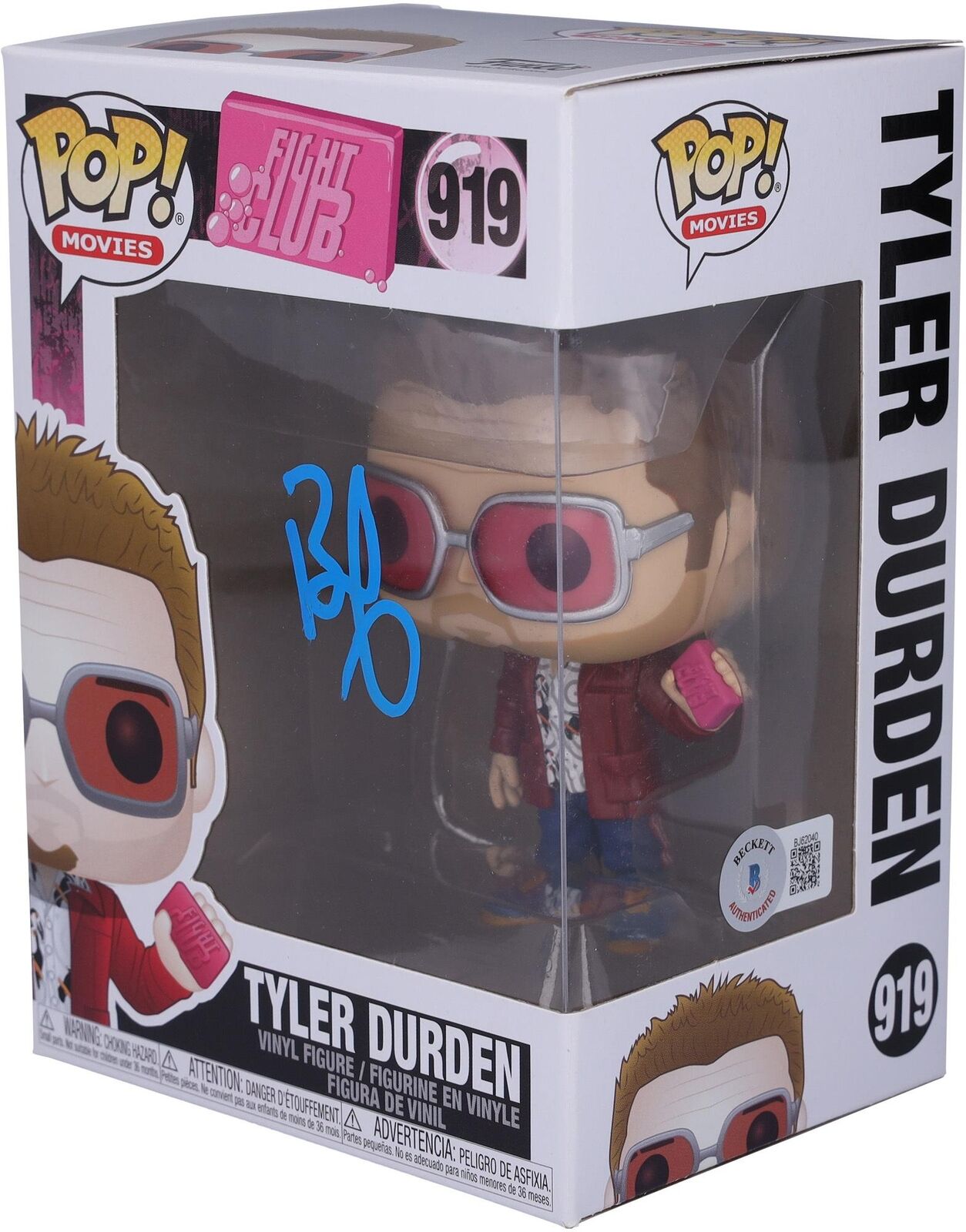 Brad Pitt Fight Club Autographed Tyler Durden #919 Funko Pop Figurine BAS