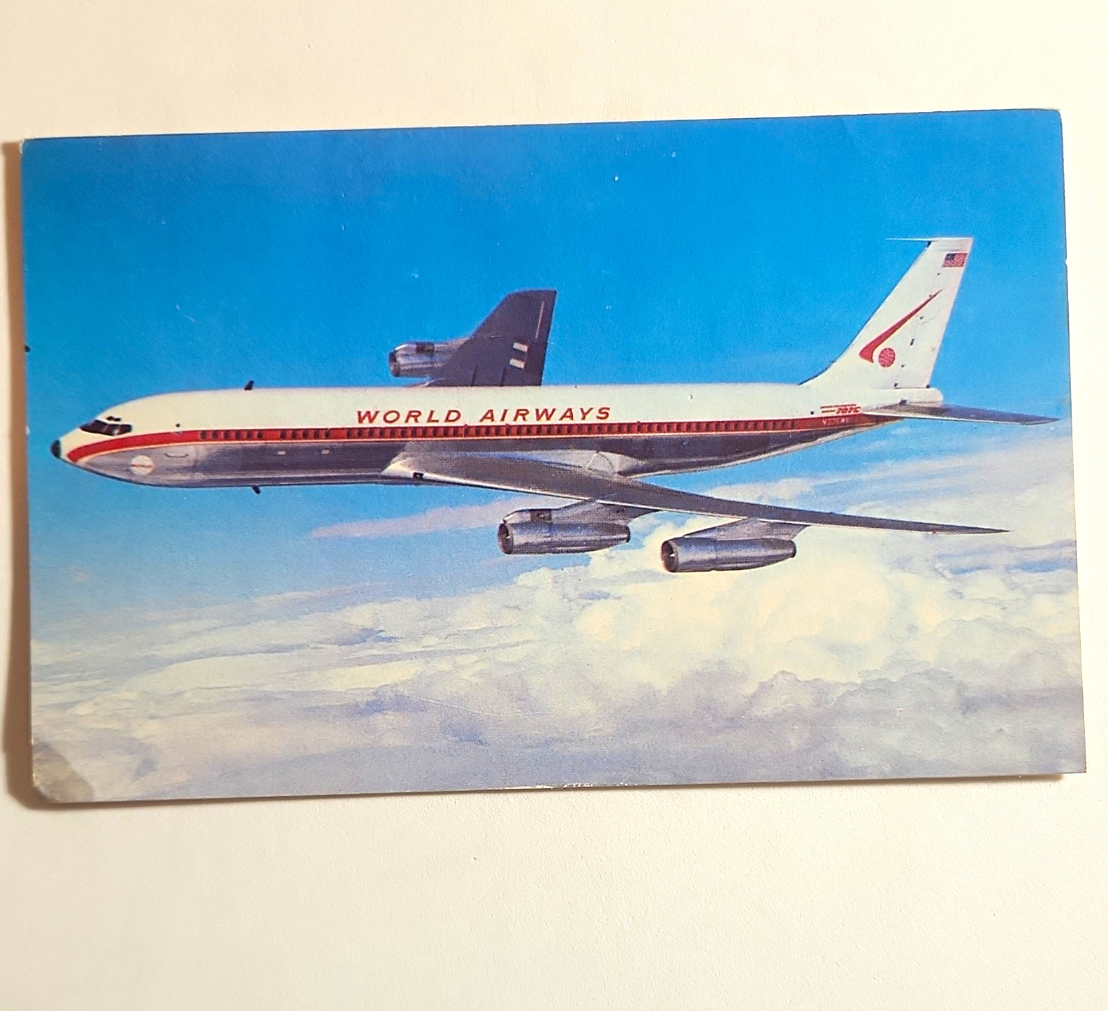 World Airways Boeing 707 Intercontinental Jetliner Postcard World Airways Boeing 707 Intercontinental Jetliner Postcard