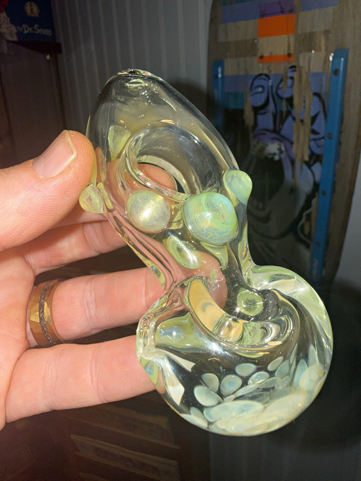 American glass with donut and slime work heady glass dry pipe