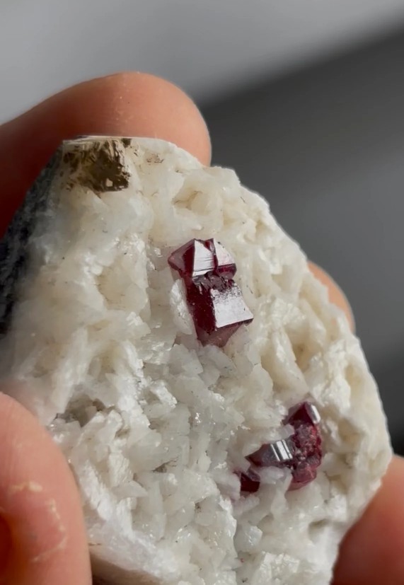 Intense Cherry-Red Cinnabar on Dolomite Matrix – Tongren Mine, China Intense Cherry-Red Cinnabar on Dolomite Matrix – Tongren Mine, China