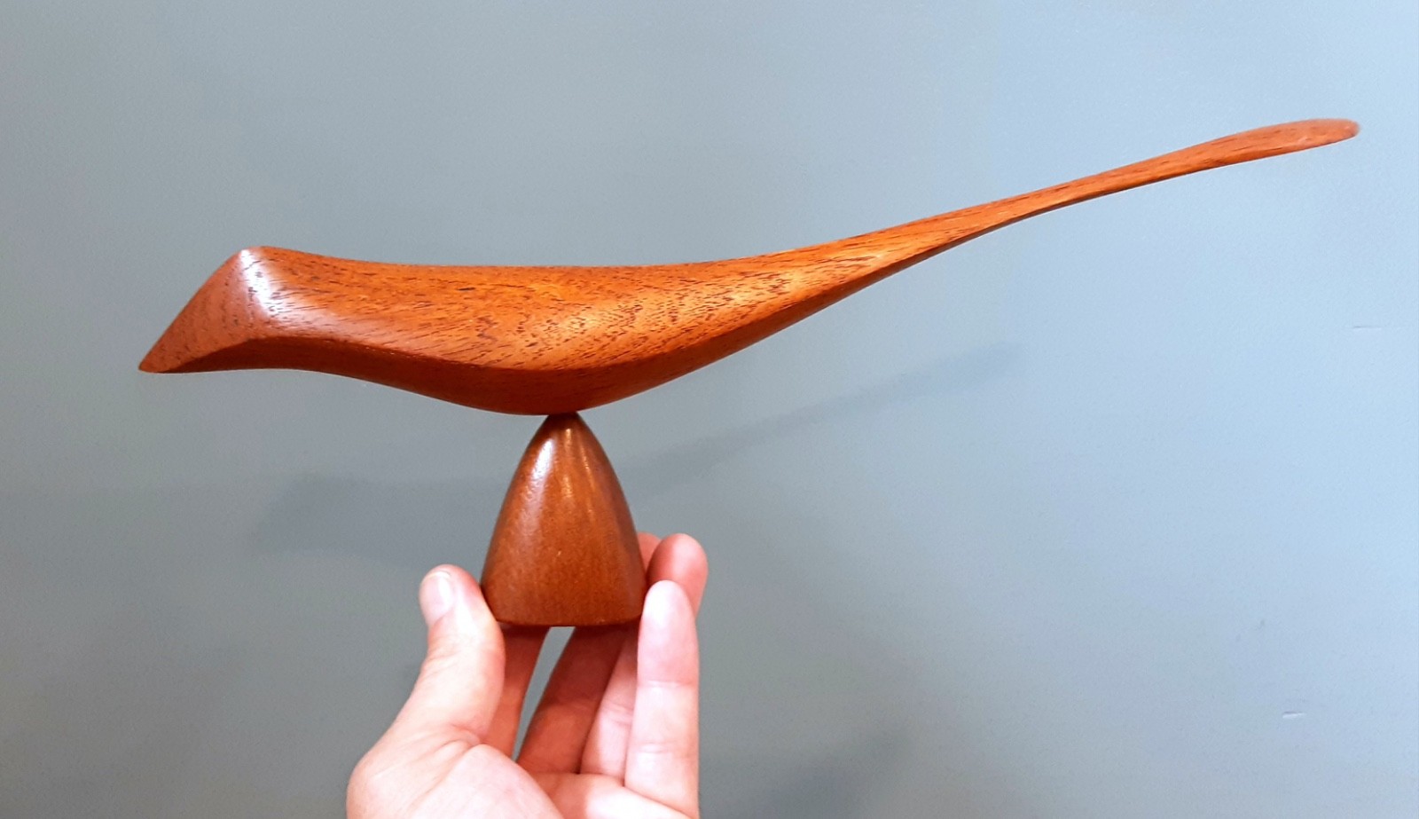 EMIL MILAN Signed Mid Century Carved Teak Wood 13" Bird Figurine Sculpture MCM EMIL MILAN Signed Mid Century Carved Teak Wood 13" Bird Figurine Sculpture MCM