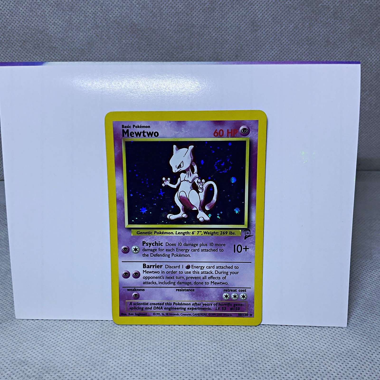 Pokémon Mewtwo Holo Base Set 10/130 1999 Wizards English Trading Card LP